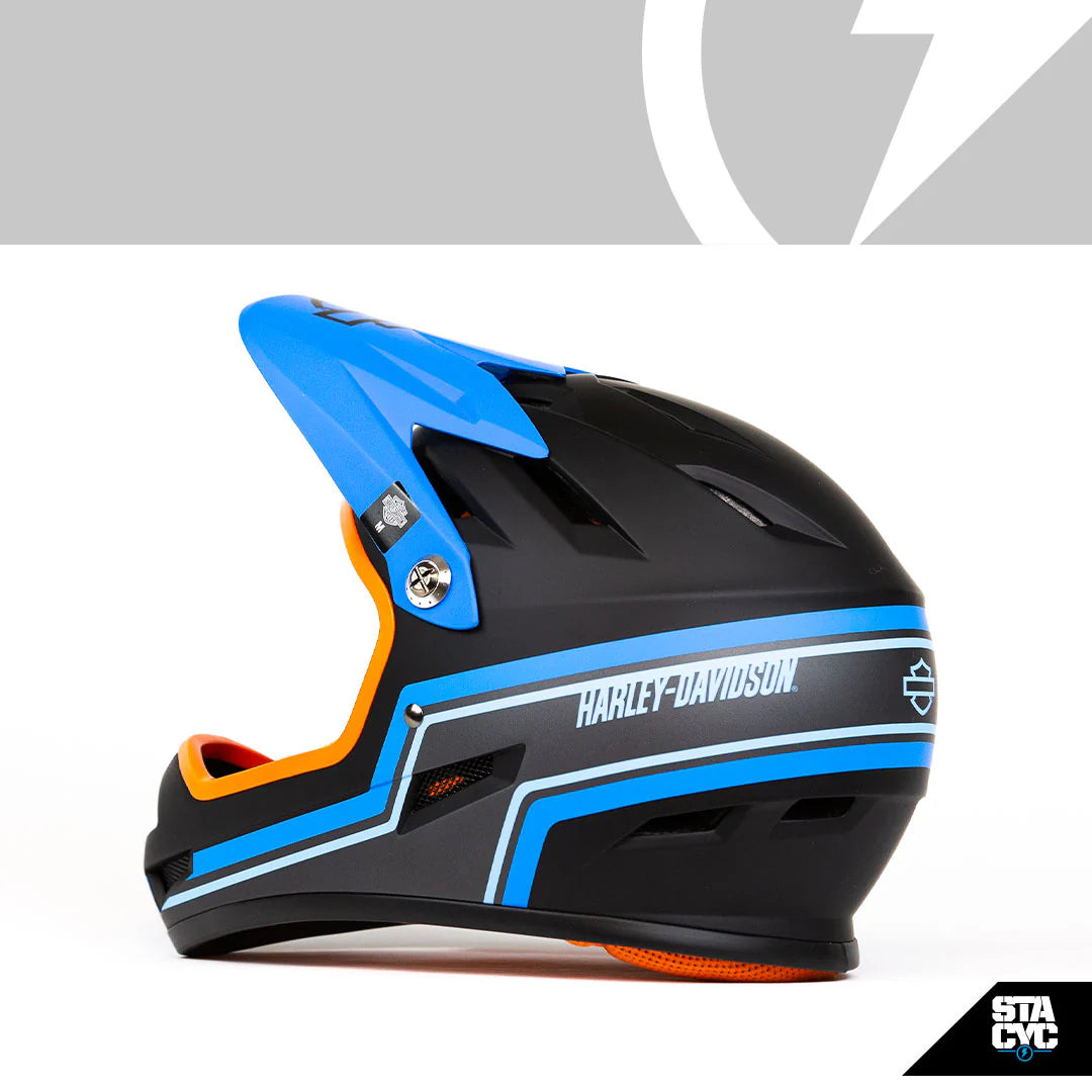 bell sanction bike helmet gloss force blue retina sear assassin H-D SANCTION HELMET BY STACYC BLK/BLU