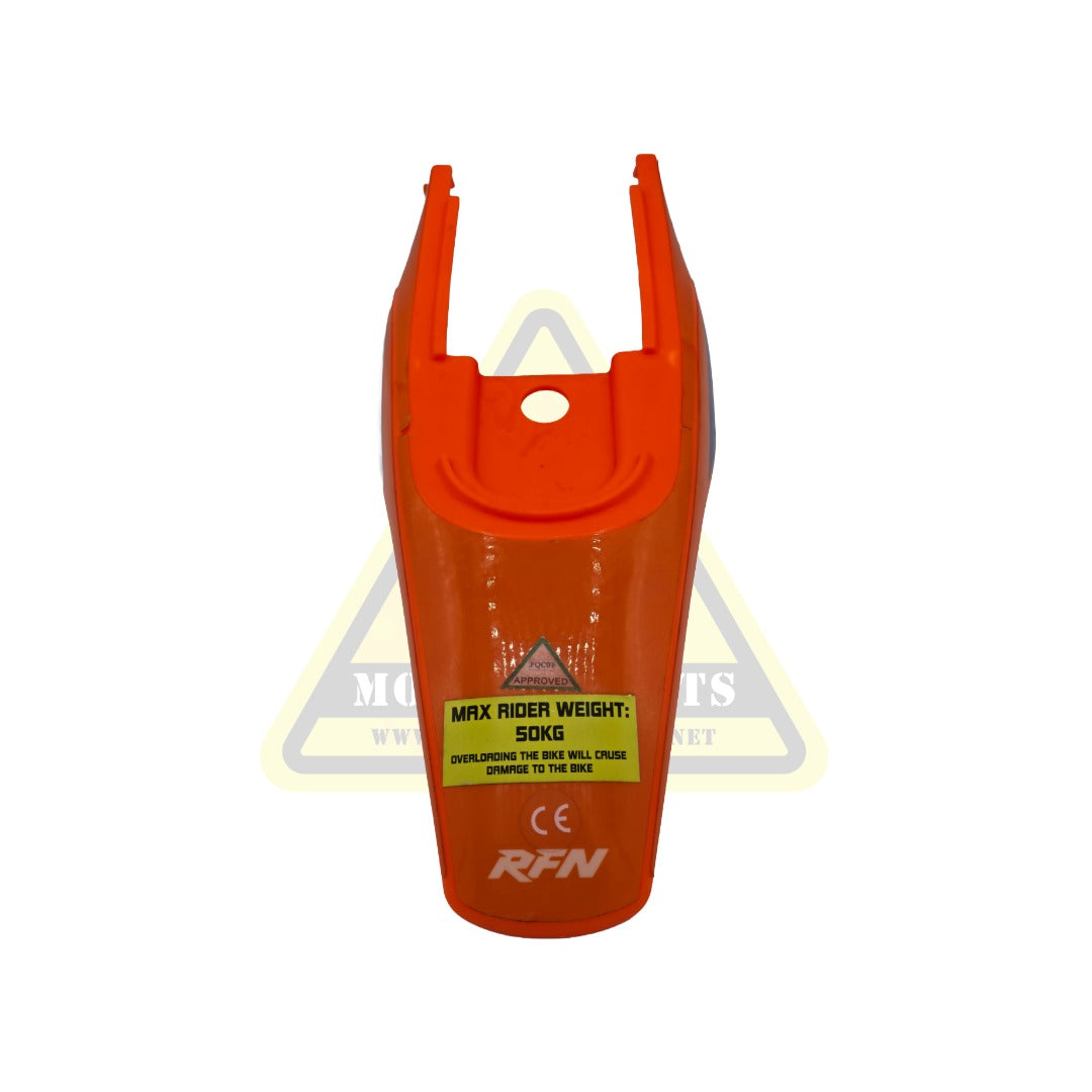 RFN Warrior SX-E500 orange rear fender mounting view