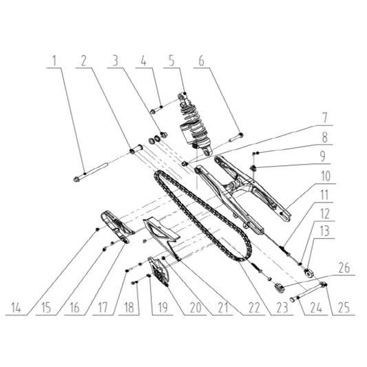 RFN Warrior Youth E5 Chain - Part 23 in the Chainstay Assembly diagram