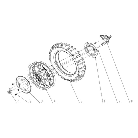 RFN Warrior Youth E5 Rear Sprocket - Part 3 in the Rear Wheel Assembly diagram