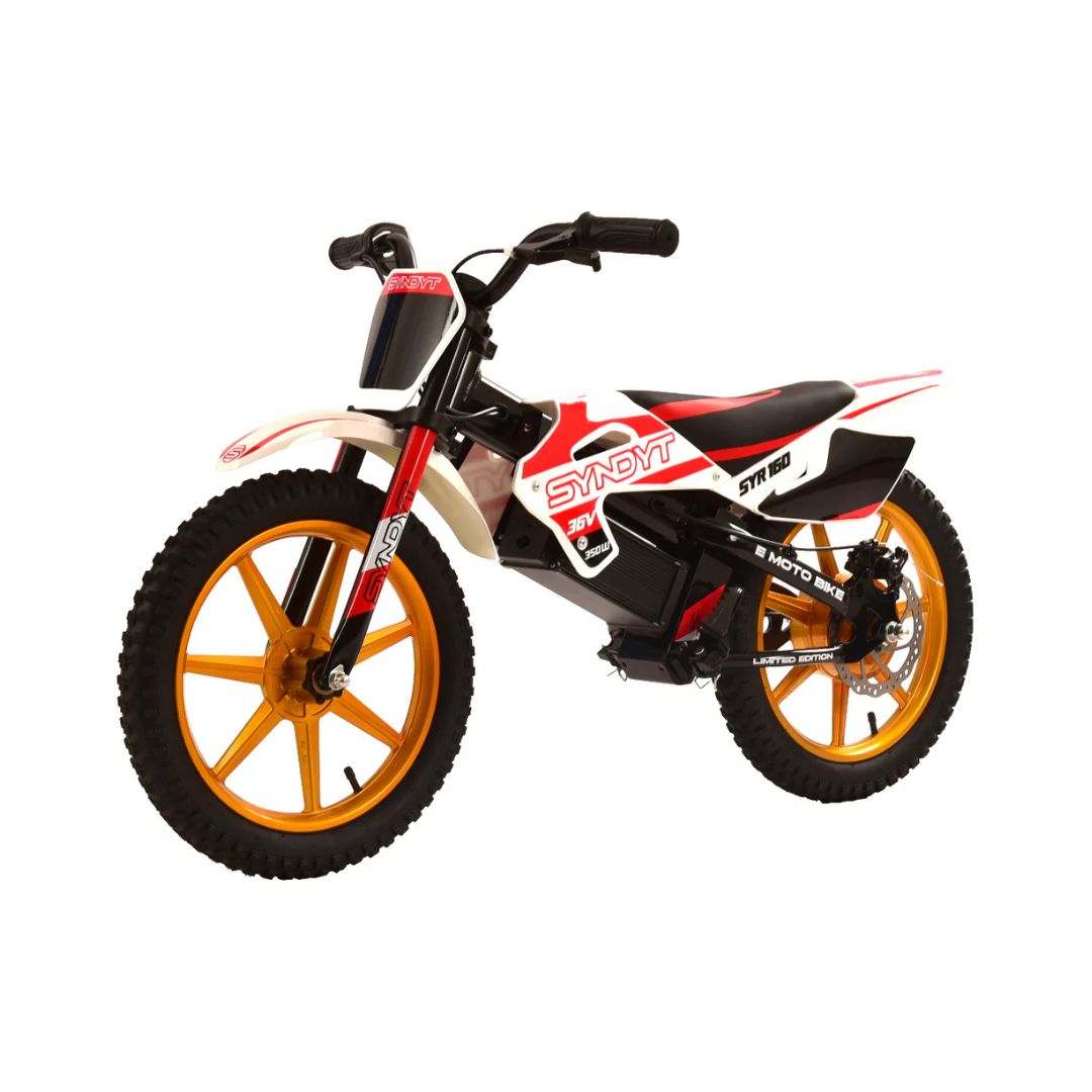 moto bmx bicycle Syndyt SYR 160 16 inch Electric BMX Balance Bike, 36V 10Ah Battery, 350W Motor, 5/10/16 MPH Speed Settings, Rear Disc Brake, MX-Style Foot Pegs, 16