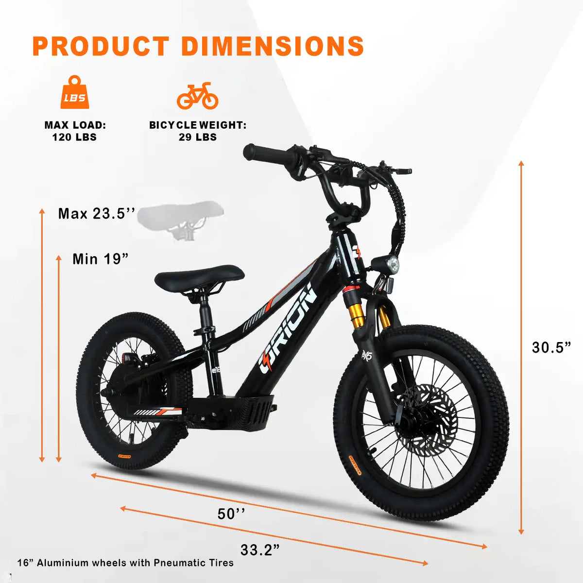 Orion e16X — supplier dimension guide